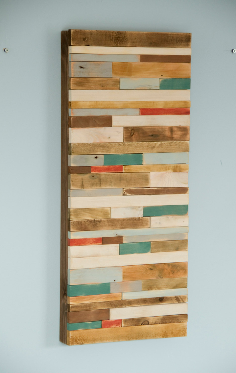 Wood Wall Art Rustic 12" x 28" industrial reclaimed wall sculpture